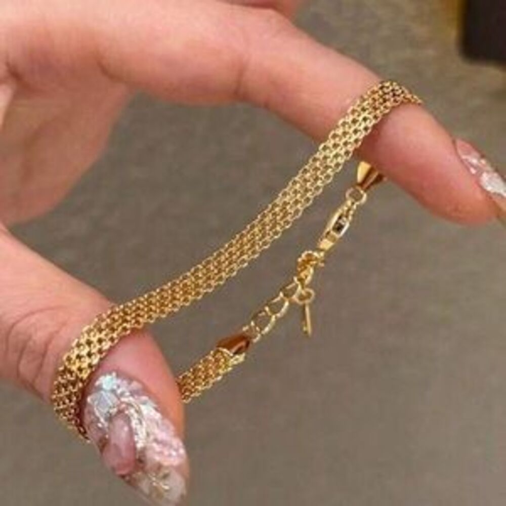 Gold Plated Stainless Steel Mesh Chain Bracelet